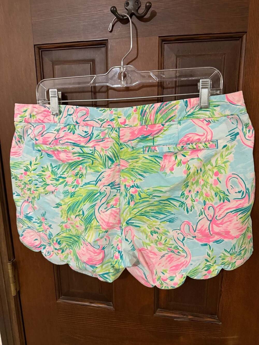 Lilly Pulitzer Flamingo Print Scalloped Hem Shorts Size 12 - Picture 5 of 7